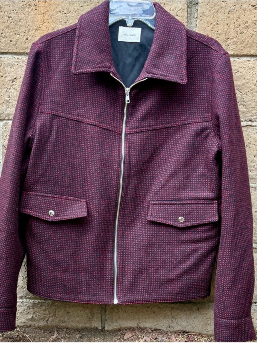 Basic Rights Burgundy-Magenta Tweed Zip Jacket
